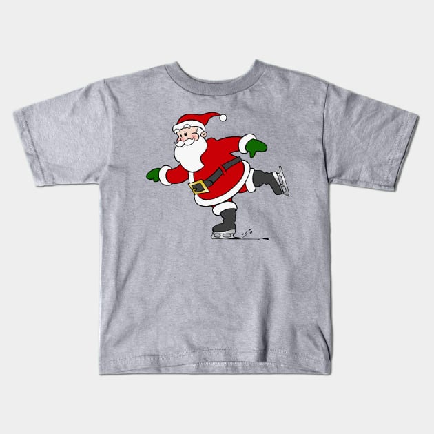 Skating Santa Claus Kids T-Shirt by Reading With Kids